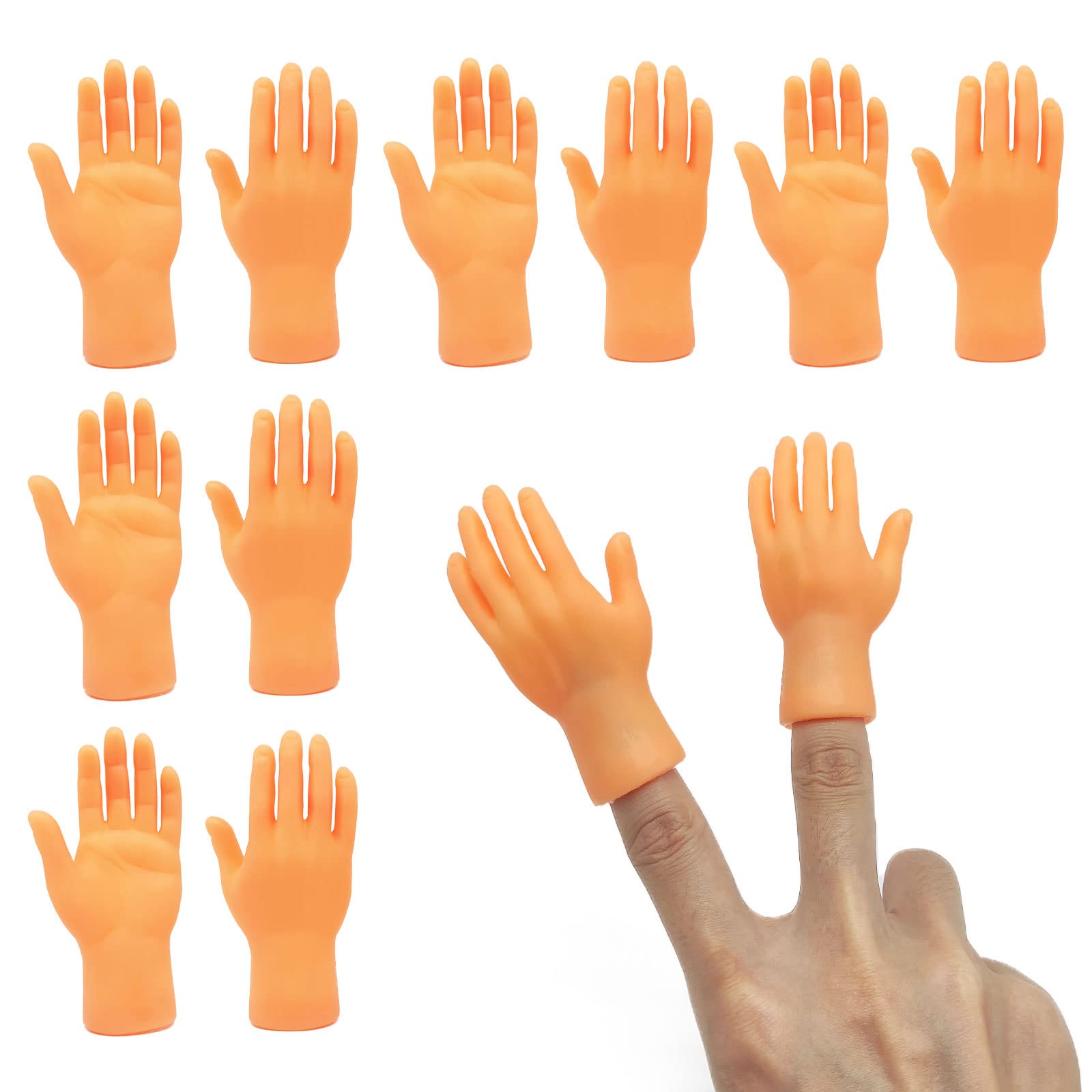 TSHAOUN 10 Pcs Tiny Hands, Finger Puppets - Mini Finger Hands for Joke Toys, Prank Game, Video Shooting Prop, Human-pet Interaction