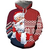 METRONS Mens Santa Claus Funny Sweatshirt Christmas Novelty Fashion Pullover Hoodies with Pockets