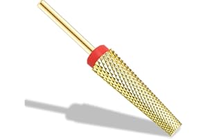 Super Long 5 in 1 Nail Drill Bit, Corfulra Professional Carbide Tungsten Bits, Upgrade Nail Bit for Nail Drill, Advanced Nail Bit Fast Remove for Long Acrylic Nails, Dip Polish, Cuticle Gel, Gold, F