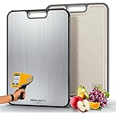 Titanium Cutting Boards for Kitchen, 2-in-1 Double Sided Food-Grade Pure Titanium&Wheat Straw PP, Non-Toxic, Non-Slip, Dishwasher Safe, Ideal for Meat, Vegetables, Fruit(Ti Silvery White, 16"L x 11"W)