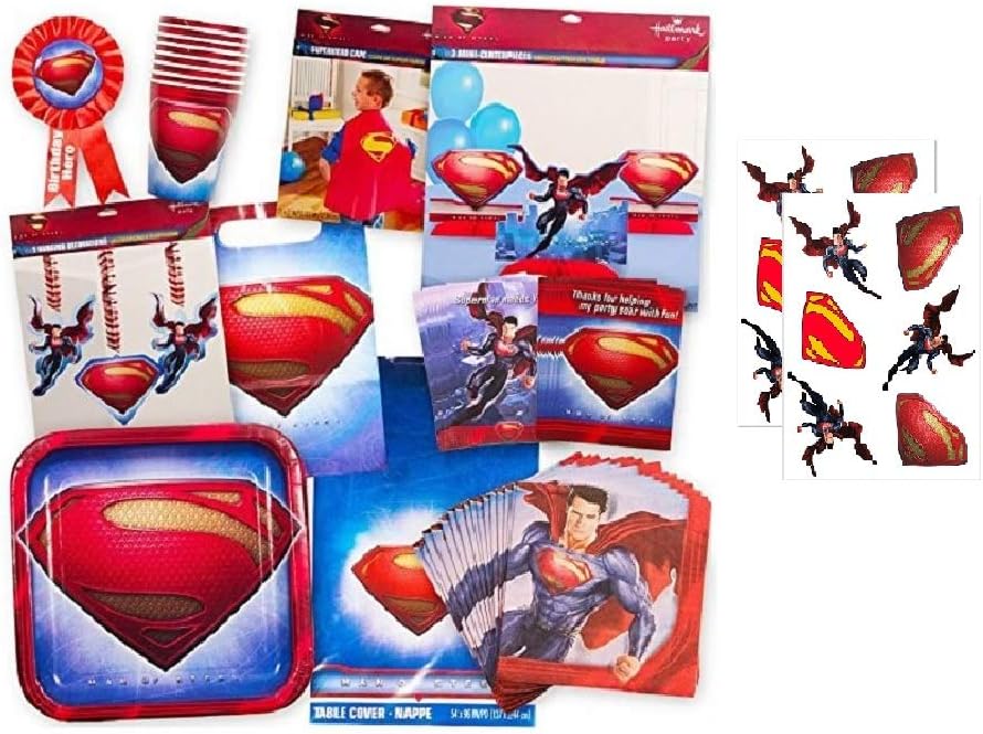 Superman Party Supplies Ultimate Set 72 Pieces Party Favors