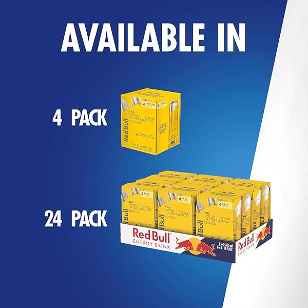 RED BULL YELLOW EDITION TROPICAL ENERGY DRINK. 12 FL OZ, 4 CANS