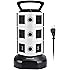 Power Strip Tower JACKYLED Surge Protector Electric Charging Station 3000W 13A 10 Outlets 4 USB Ports with 16AWG 6.5ft Heavy Duty Extension Cord Universal for Home Office