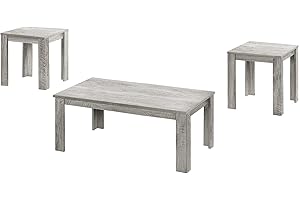 Monarch Specialties I 7860P Table Set, 3pcs Set, Coffee, End, Side, Accent, Living Room, Laminate, Grey, Transitional