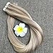 Full Shine Tape in Hair Extensions Seamless Human Hair Invisible Tape in Human Hair Extensions Mixed Color Ash Blonde with Blonde 50 Gram Per Package Double Side Skin Weft 20 Inch 20Pcs