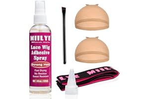 MIILYE Lace Wig Adhesive Spray 4oz/ 120ml, Sweat-Proof| Strong Hold Wig Melting Spray Kits with Melting Wrap Headband for 1 to 3 Days Temporary Wig Wearing, Glue-Less Melting Spray for Lace Wigs