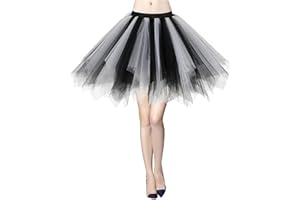MIZHOME Womens Soild Color Tutu Skirt Layered Tulle Skirt Adult Halloween Costumes