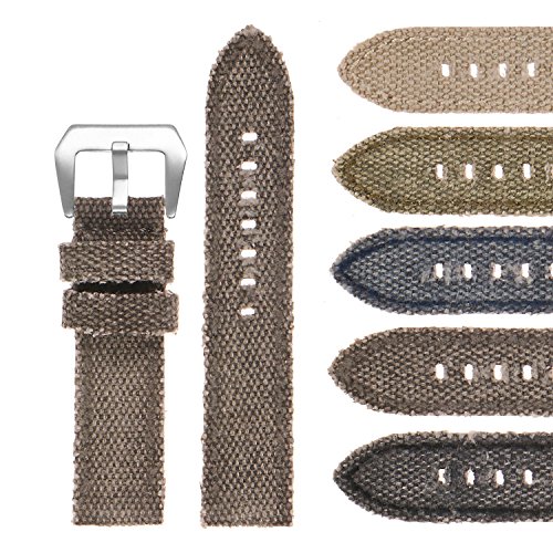 DASSARI Frayed Edge Vintage Distressed Mens Faded Canvas Watch Band Strap - 20mm 22mm 24mm 26mm