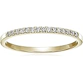 VIR JEWELS 1/8 cttw Petite Round Diamond Wedding Band for Women 10K Yellow Gold Prong Set