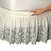 Collections Etc Lace Trimmed Elastic Bed Wrap, Easy Fit Dust Ruffle Bedskirt, Ivory, Queen/King
