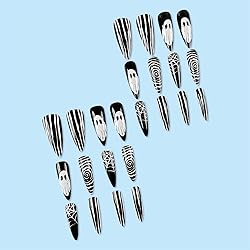 24Pcs Halloween Press on Nails Almond Long Ghost