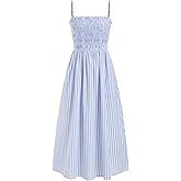 CIDER Womens Striped Dress Sundress Spaghetti Strap Casual Flowy A Line Midi Beach Vacation Dress with Pockets