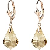 Austrian Crystal Baroque Drop Leverback Earrings for Women Fashion 14K Gold Plated Hypoallergenic Jewelry