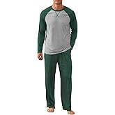 NITAGUT Men's Pajama Set Long Sleeve Sleepwear 2 Piece Loungewear with Pockets Soft Comfy Nightwear