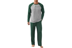 NITAGUT Men's Pajama Set Long Sleeve Sleepwear 2 Piece Loungewear with Pockets Soft Comfy Nightwear