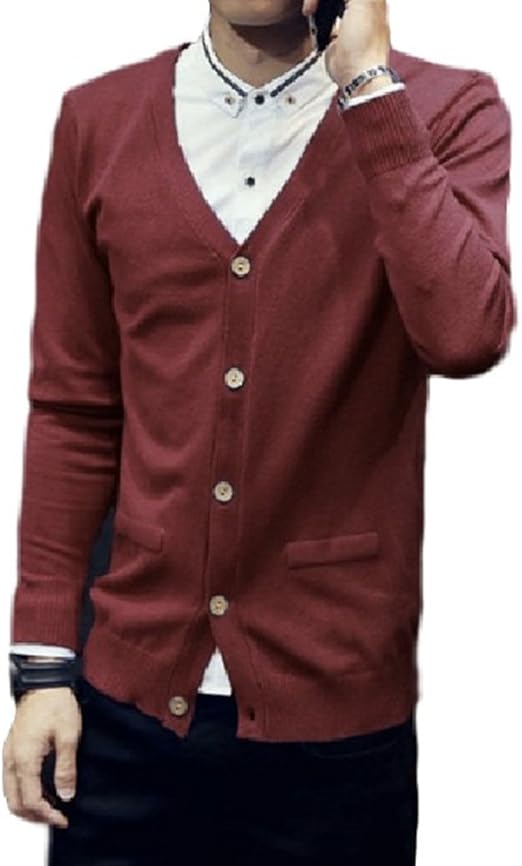Amazon メンズ 秋 長袖 トップス カーディガン 無地 シンプル ナチュラル 着こなし クール 秋物 男性 カジュアル ストリート オリジナルエコバッグセット ワインレッド3xl カーディガン 通販