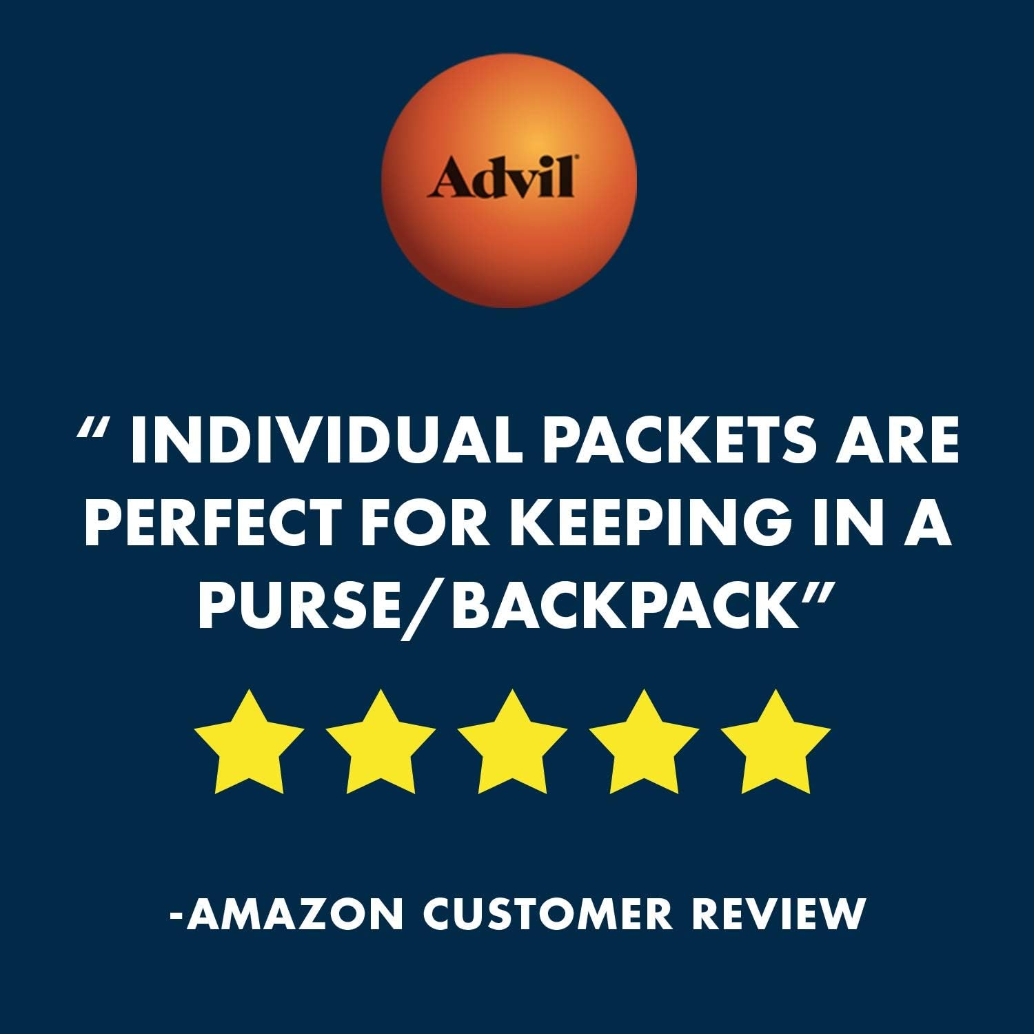 Advil Coated Tablets Pain Reliever and Fever Reducer, Ibuprofen 200mg, 100 Count (50 Packets of 2 tablets), On the Go Pain Relief, 2 Count (Pack of 50): Health & Personal Care