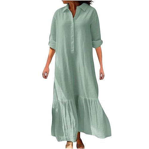 FZYLQY Plus Size Cotton Linen Dresses for Women Summer Casual