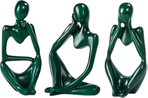 BMLCGJ Thinker Statue Gold Decor Abstract Art Sculpture, Golden Resin Collectible Figurines for Home Living Room Office Shelf Decoration,Great Gift Ideas (Green)