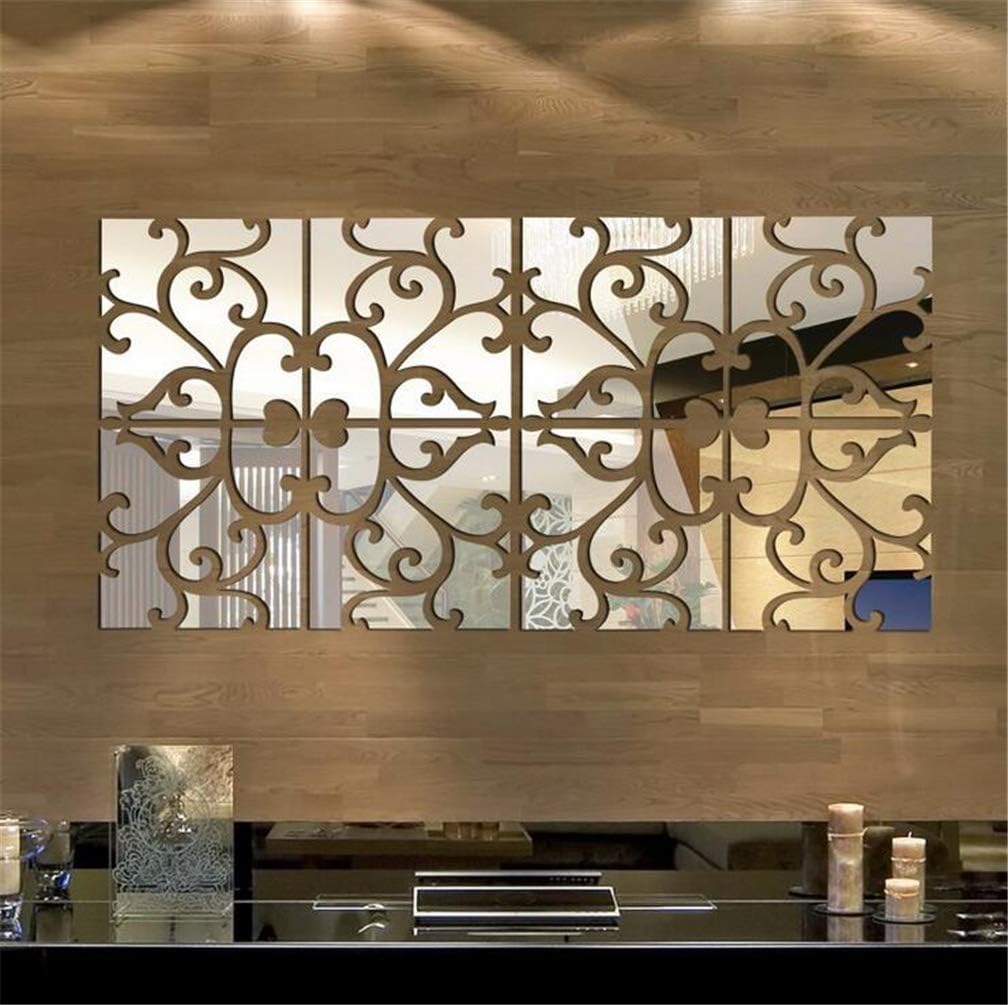 3D Mirror Wall Stickers, Acrylic Square Geometric Pattern DIY Art Decals