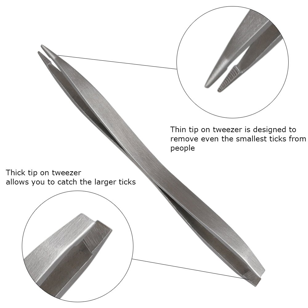 Petshoney Stainless Steel Tick Remover and Tweezers Easy & Safe for Pets like Dogs & Cats, Leather Bag with Two Tools