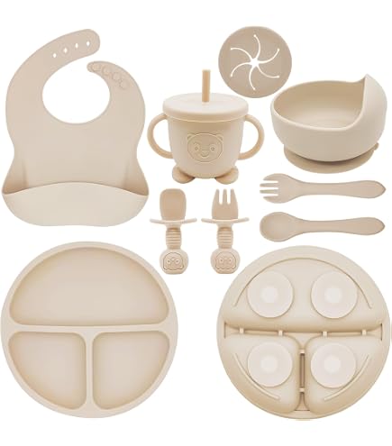 Set De Alimentación 6 En 1 Para Bebé PandaEar - Plato, Cuenco, Vaso, Babero Y Cubiertos (rosa)