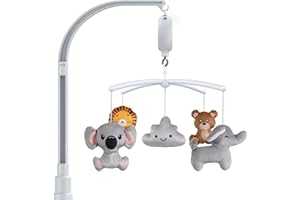 FEISIKE Baby Mobile for Crib with 3 Modes Digital Musical Box,12 Lullabies,Volume Control,Animal Nursery Crib Toys for Newborn Ages 0 and Older,23 Inches Baby Mobile Arm Clip on