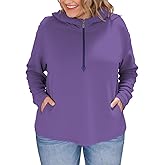 VOGRACE Plus-Size-Hoodies for Women Casual Half Zip Sweatshirts Trendy Long Sleeve Polar Fleece Pullover Warm Loose Tops