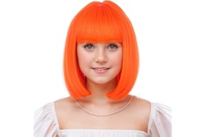 PATTNIUM Kids Orange Wig Children Orange Bob Wig for Girls Colored Wigs Cosplay Party Synthetic Daily Wear Wigs