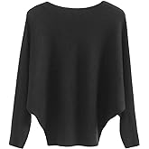 GABERLY Boat Neck Batwing Sleeves Dolman Knitted Sweaters and Pullovers Tops for Women