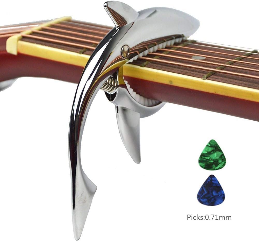 Imelod Guitar Capo for Acoustic and Electric Guitar Shark Capo Zinc Alloy for 6 String Guitar with Good Hand Feeling