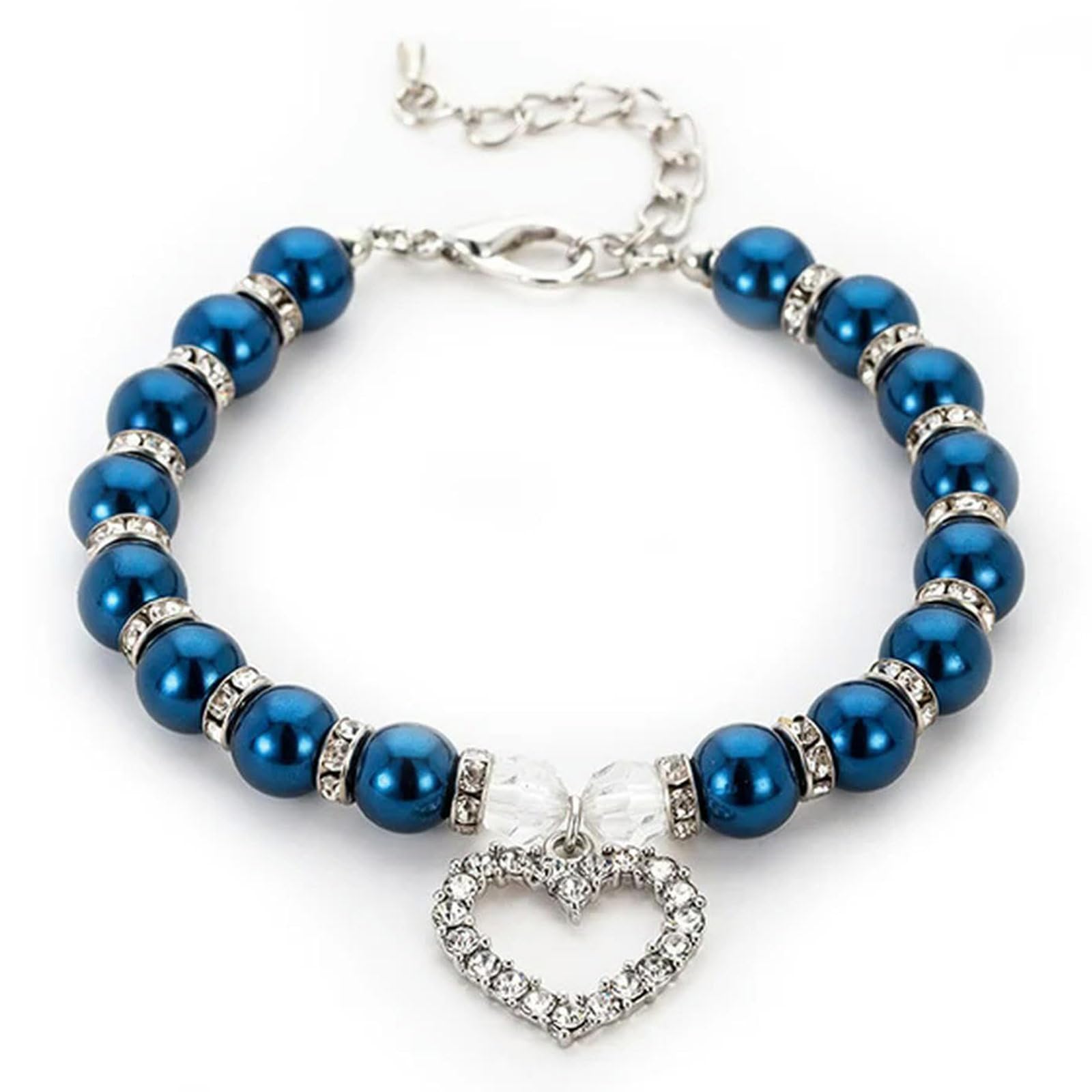 Pet Supplies Pearl Necklace Love Diamond Pendant Pet Collar Cat and Dog Jewelry