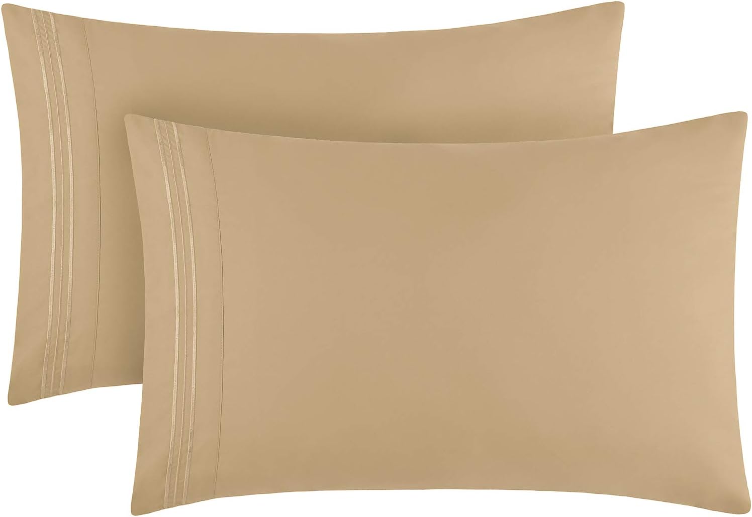 Mellanni Luxury Pillowcase Set - Brushed Microfiber 1800 Bedding - Wrinkle, Fade, Stain Resistant - Hypoallergenic (Set of 2 Standard Size, Beige): Home & Kitchen