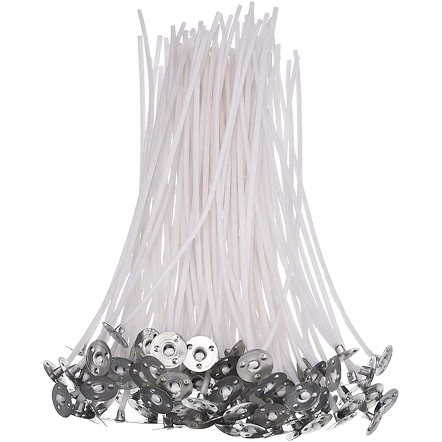 POFET 100pcs Candle Wicks - 12cm Pre-waxed Waxed Wicks for Candle Making DIY