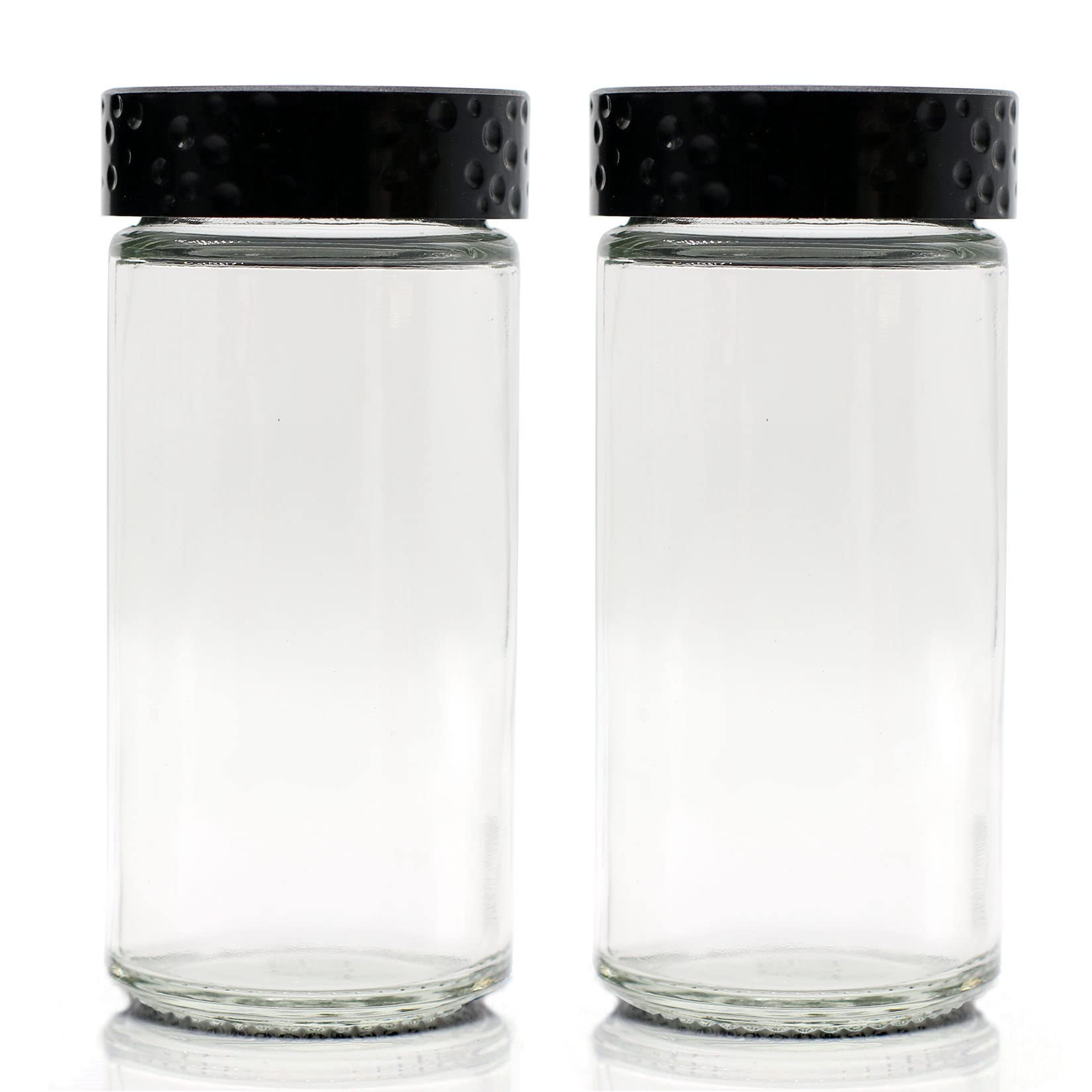 Photo 1 of 2 Pcs Black Spice Jars, 3 oz Glass Seasoning Bottles, Spices Container, Empty Spice Jars, Round Spice Bottles with Airtight Plastic Caps with Shaker Lids (2, clear)