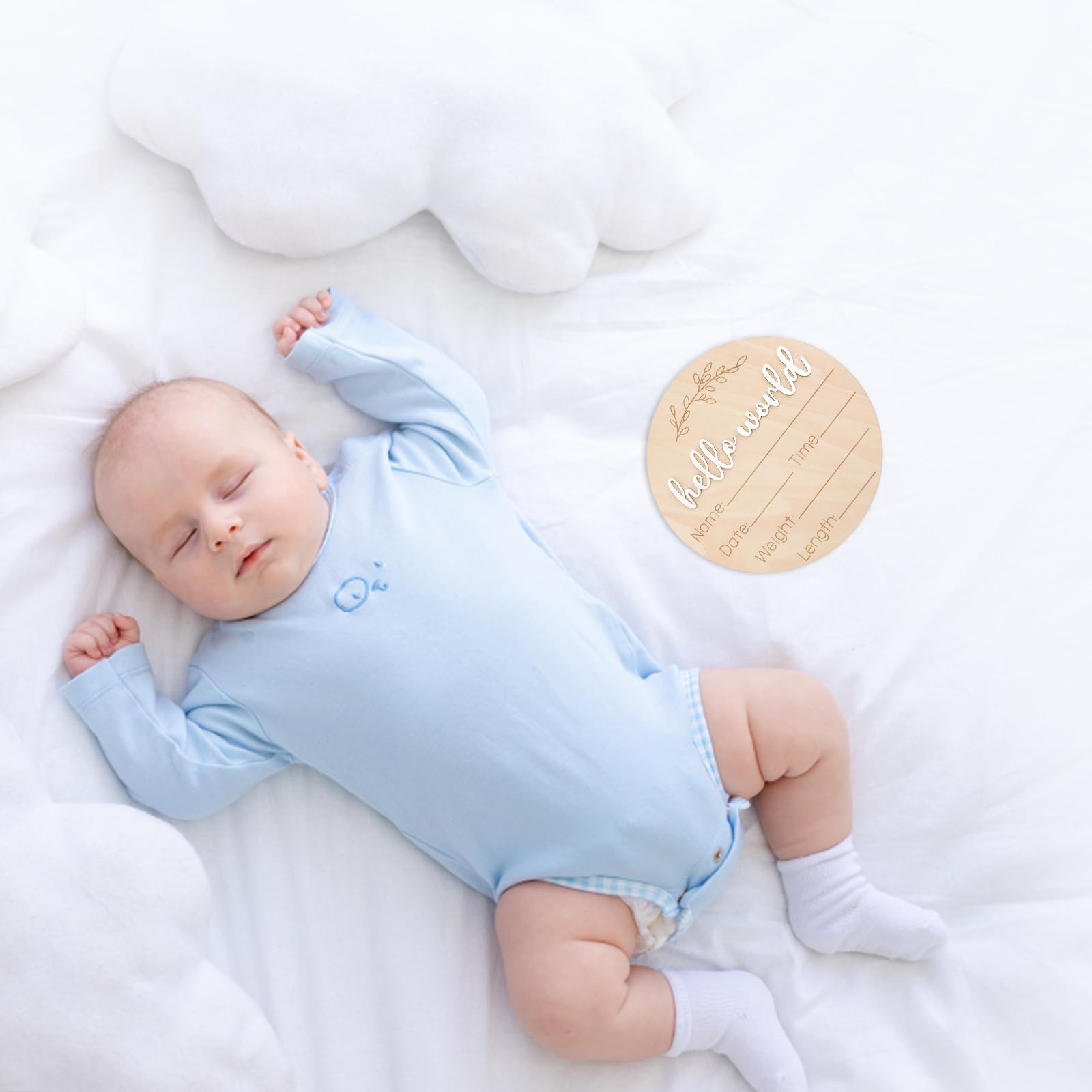 2pcs Baby Announcement Sign, Newborn Announcement Sign Wooden Baby Announcement Sign Birth Announcement Cards for Girl Boy Photo Prop Baby Shower Nursery Hospital