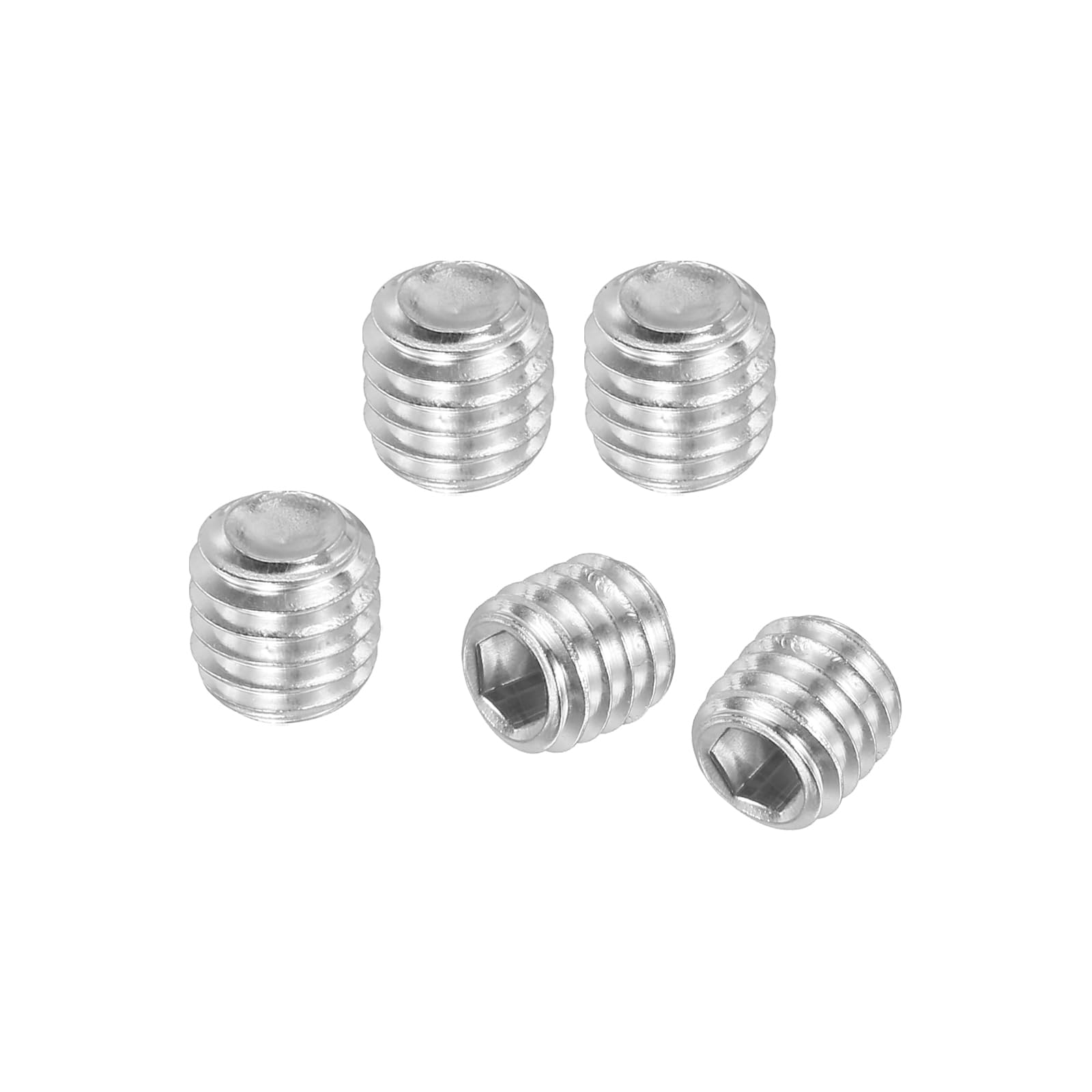 Photo 1 of PATIKIL 50 Pcs Hex Socket Grub Screw, M6x4mm Flat Point Grub Bolt 304 Stainless Steel Head Socket Set Screws for Door Handles Light Fixture Repair