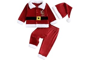 Aiwpstoin Toddler Baby Santa Claus Costume Boys Girls Christmas Outfits Reindeer Jacket Long Pants Hat Xmas Cosplay Sets