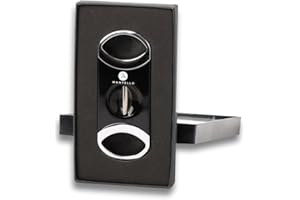 Mantello Cigars V-Cut Cigar Cutter Gloss Black in Gift Box