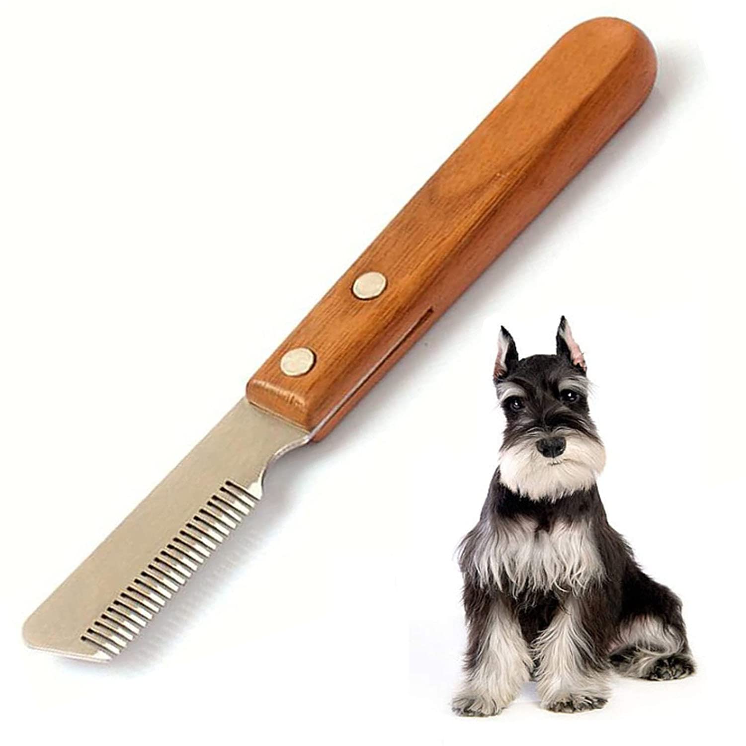 Dog Professional Stripping Knife,Stripping Knives Tool for Dogs Hand Stripping Knife for Border Terrier Pet Grooming Tool Ergonomic Wooden Handle (Right)