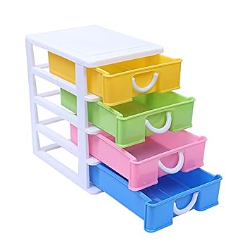 Kuber Industries Plastic Four Layer Drawer Storage Cabinet Box