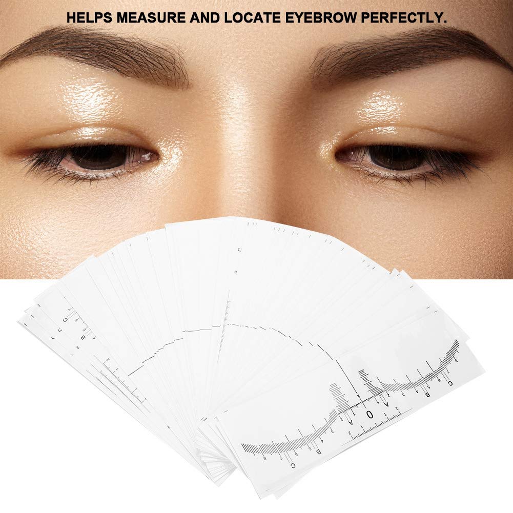 TMISHION 50Pcs Disposable Eyebrow Tattoo Ruler Sticker Microblading Permanent Measure Tool
