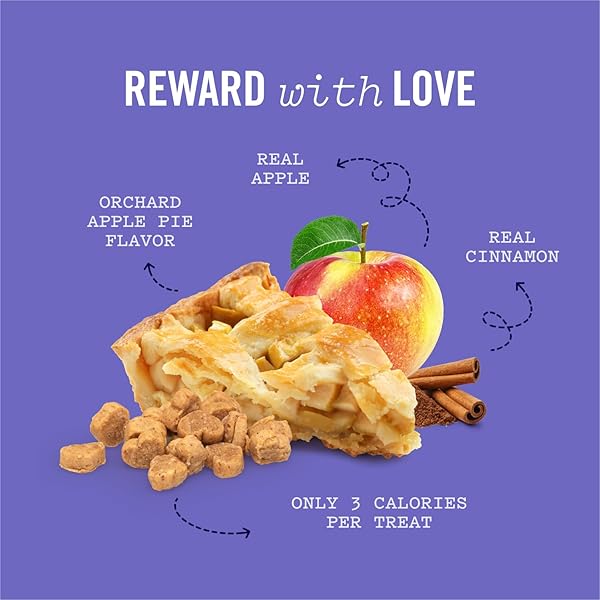 THREE DOG BAKERY SUPER REWARDS TRAINING TREATS FOR DOGS, LOW-CALORIE 4-CALORIE DOG TREATS WITH REAL SUPERFOODS ORCHARD APPLE PIE FLAVOR, 8 OZ RESEALABLE POUCH