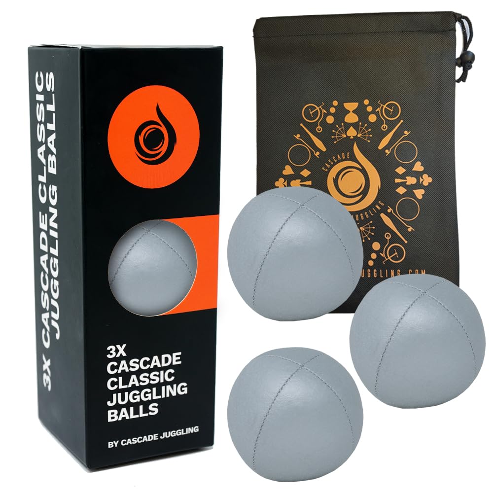 3 x Pro 115g Cascade Classic Juggling Balls - Thud Set With Bag (Silver)