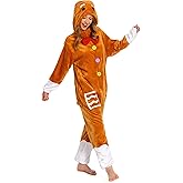 OLAOLA Unisex Adult Christmas Costume, Plush Santa Onesie Reindeer Gingerbread Snowman One-Piece Cosplay Pajamas