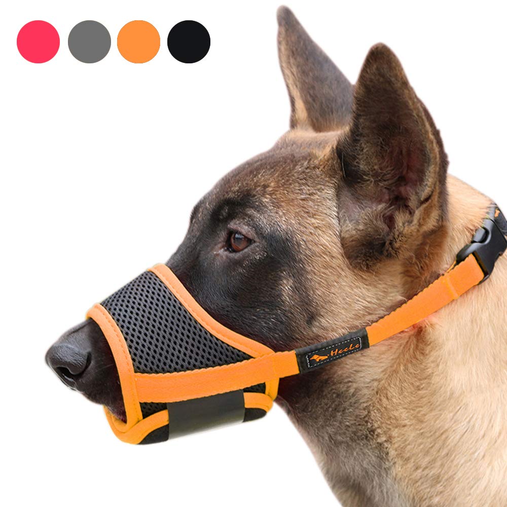 Photo 1 of HEELE Dog Muzzle,Soft Nylon Muzzle Anti Biting Barking Chewing,Air Mesh Breathable Drinkable Adjustable Loop Pets Muzzle for Small Medium Large Dogs 4 Colors 4 Sizes (Orange, S)