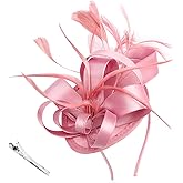 DRESHOW Fascinators Royal Banquet Ribbons Feathers Headwear Cocktail Tea Party Wedding Church Bridal Derby Hat for Women