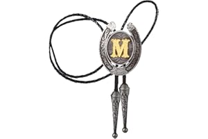 HUABOLA CALYN Vintage Bolo Tie for Men- Initial Letter ABCDMJR to Z Western Cowboy Bolo Tie for Women