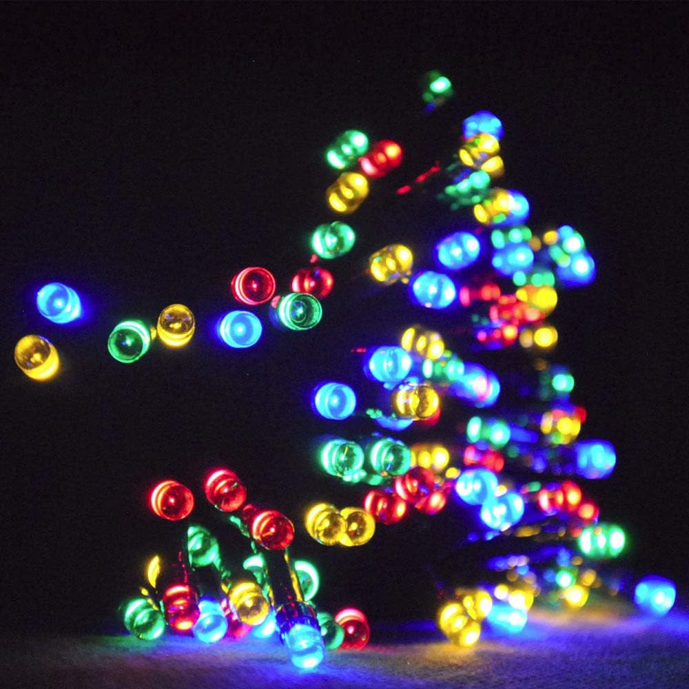 prism 100 multicoloured led christmas lights with timer battery operated