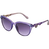 Betsey Johnson Women's Serpentine Cat Eye Sunglasses, Purple Crystal with Oil Slick Snakes, 56mm